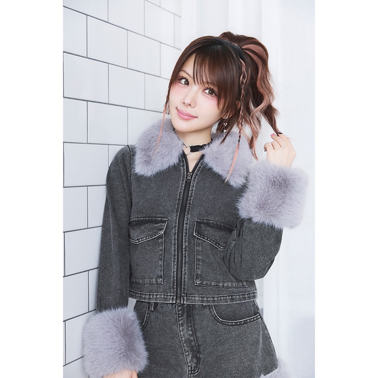 レディース ファー使いデニムジャケット（CECIL McBEE×Reina Tanaka