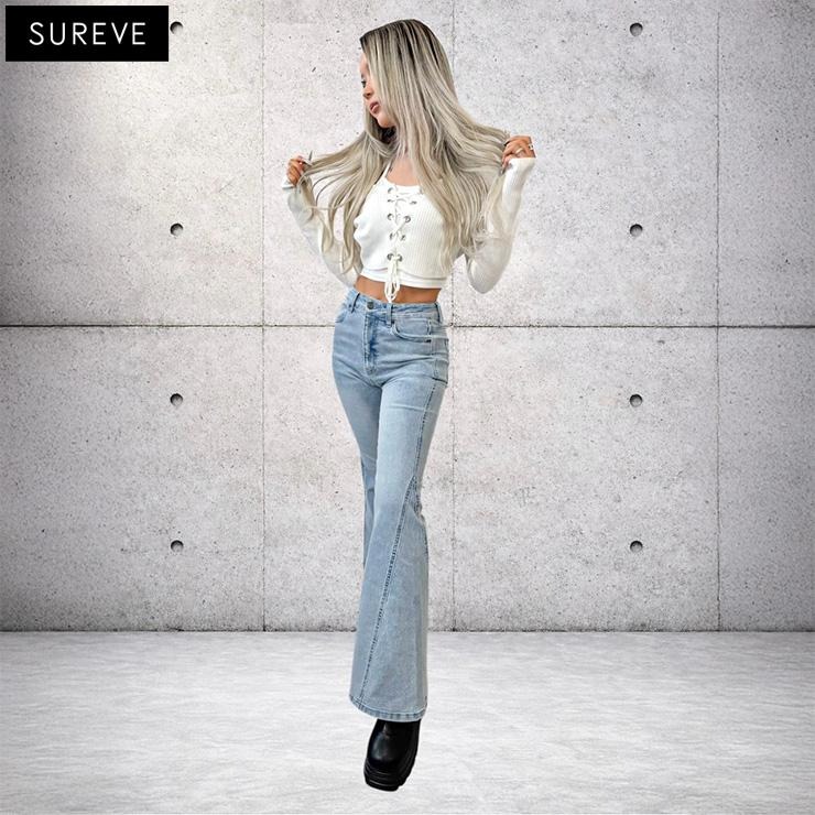 レディース デニムフレアパンツ（Mari Maekawa×SUREVE） | アベイル