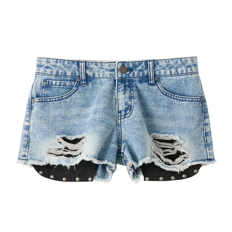 PostOveralls Battenwearショートパンツ　デニム　コラボ レディース シール付デニムショートパンツ（ゆ～ちょぱ×SUREVE