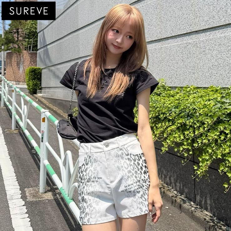 レディース ヒョウ柄プリントストレッチショートパンツ（SUREVE