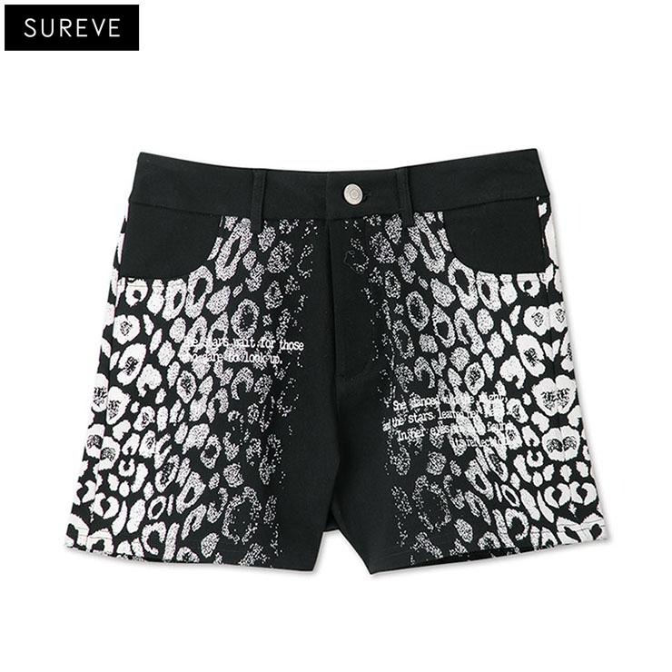レディース ヒョウ柄プリントストレッチショートパンツ（SUREVE