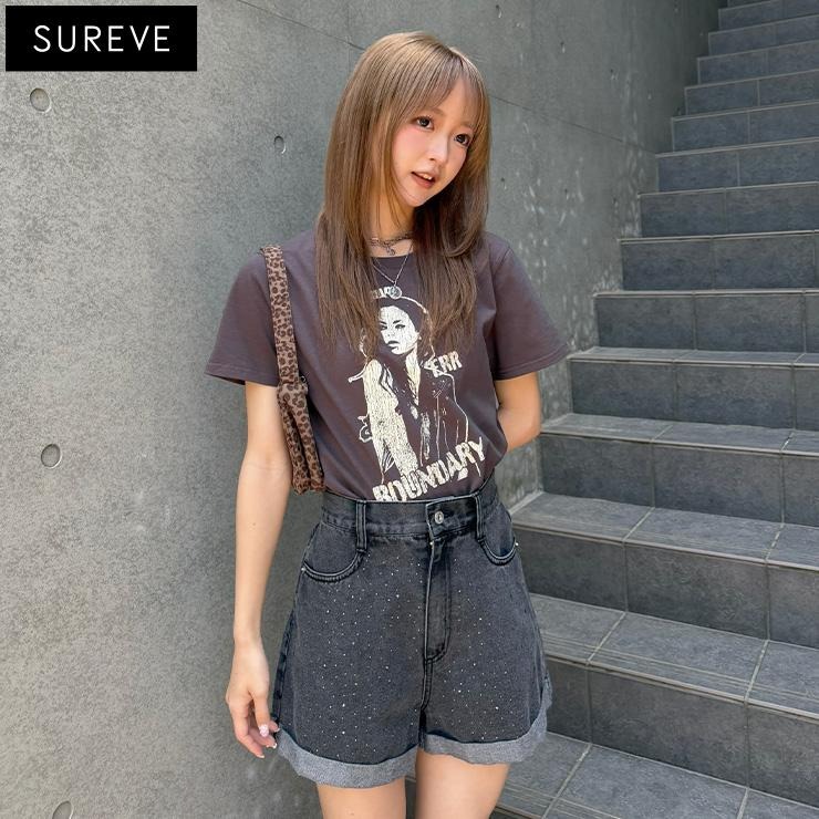 レディース ラインストーンデニムショートパンツ（SUREVE・TikTok 