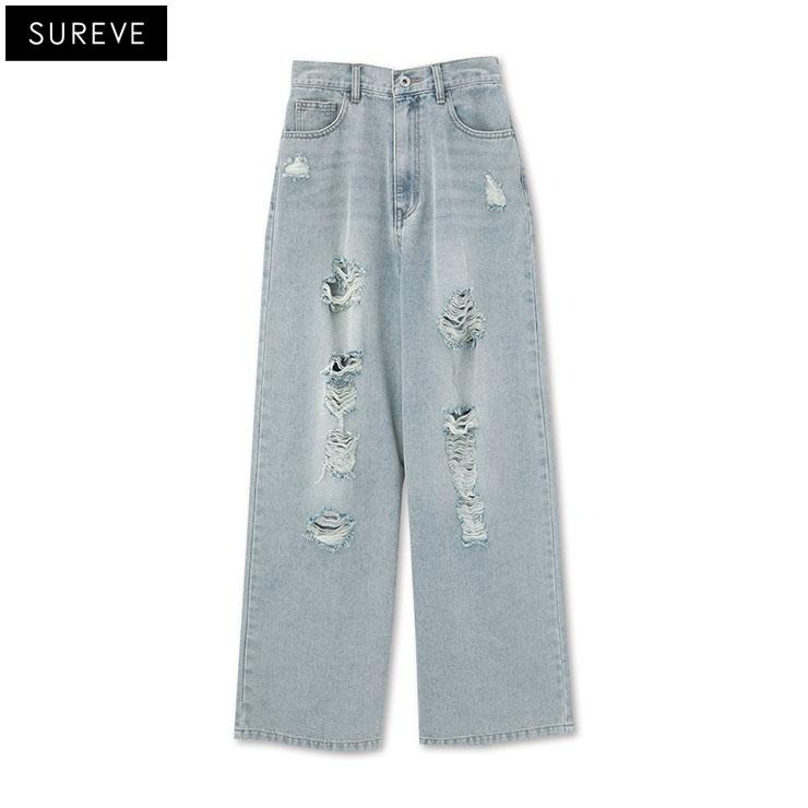 レディース【55～64cm】 ダメージデニムパンツ（SUREVE） | アベイル