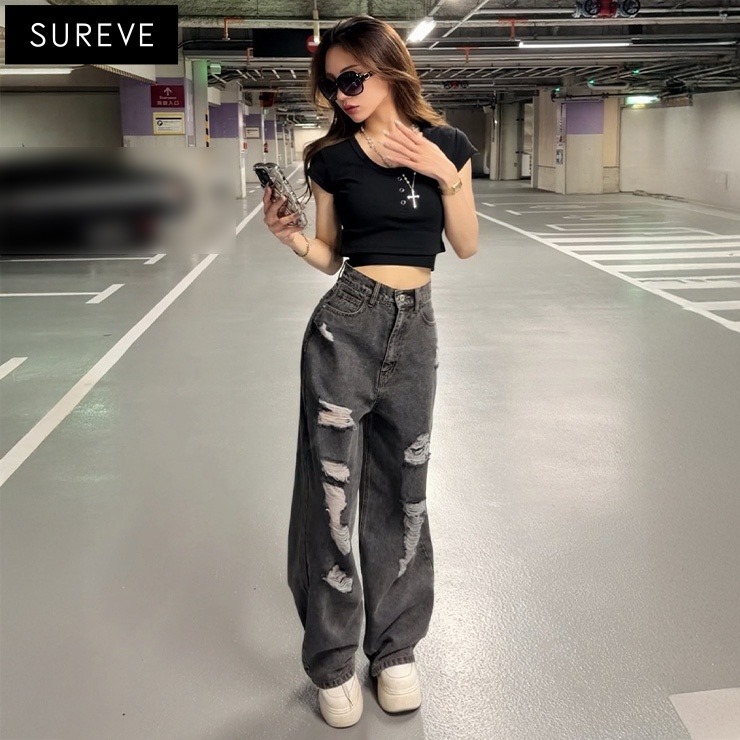 レディース【55～64cm】 ダメージデニムパンツ（SUREVE） | アベイル