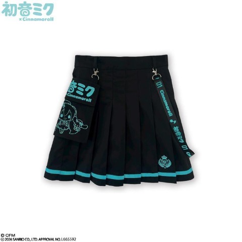 L　初音ミク と シナモロール　緑　プリーツミニスカート、他M　3L　4L　黒 M 初音ミク と シナモロール プリーツ ミニスカート ミントグリーン 他