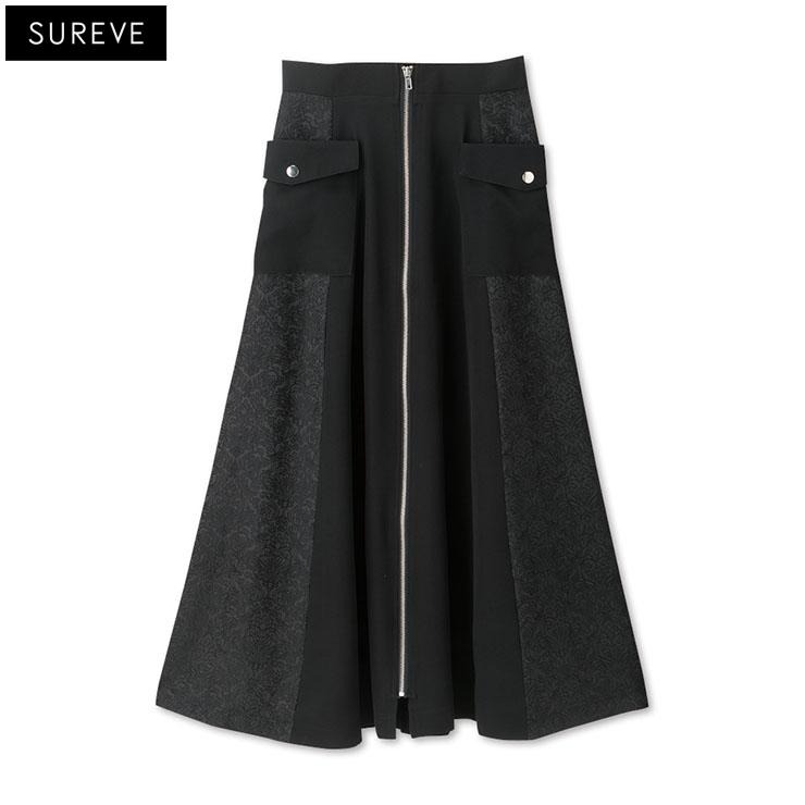 レディース ジャカード切替スカート（SUREVE BLACK） | アベイル