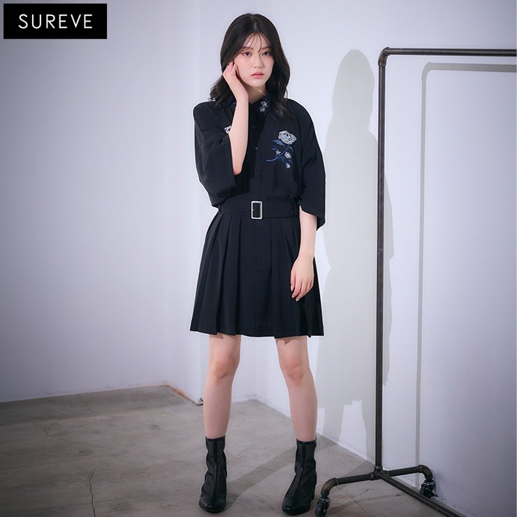 レディース ベルト付ミニスカート（SUREVE BLACK） | アベイル