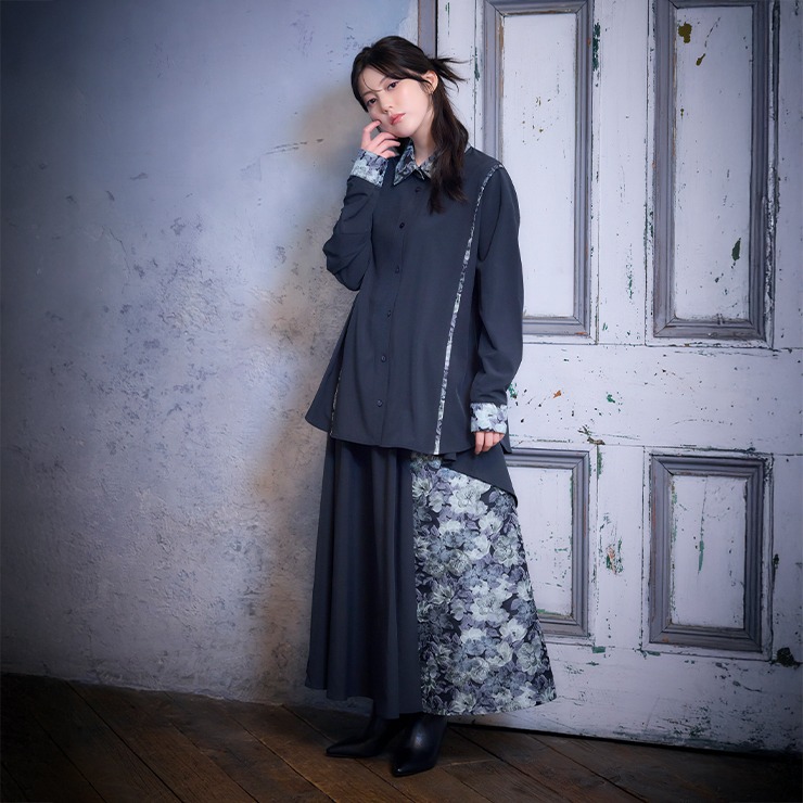 レディース ジャカード切替スカート（SUREVE BLACK） | アベイル