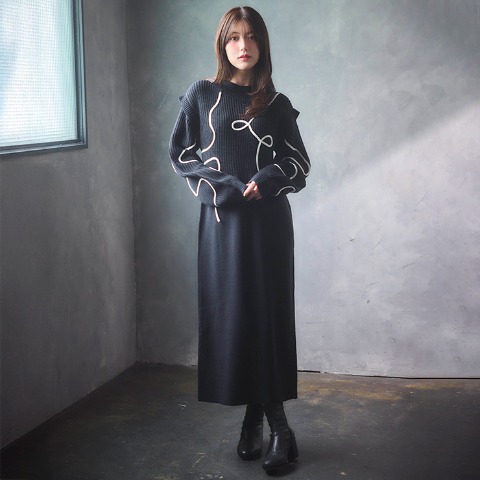 レディース　ニットワンピース（SUREVE BLACK）