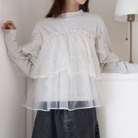 レディース　チュール使いプルオーバー（mirror bae.）