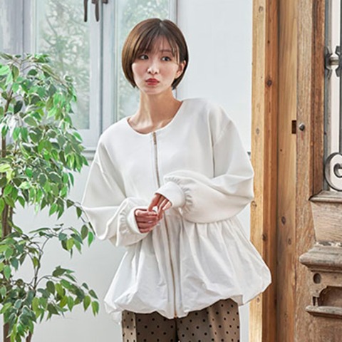 レディース　裾布帛切替ブルゾン（RagOut）