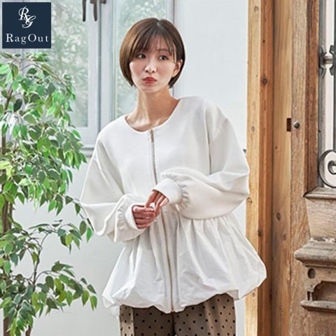 レディース　裾布帛切替ブルゾン（RagOut）