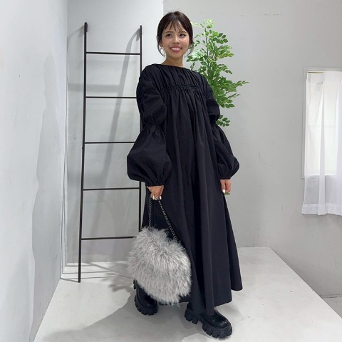 レディース【S～L】　シャーリングワンピース（yurina×RagOut）