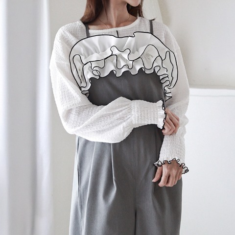 レディース　異素材使いオールインワン（mirror bae.）