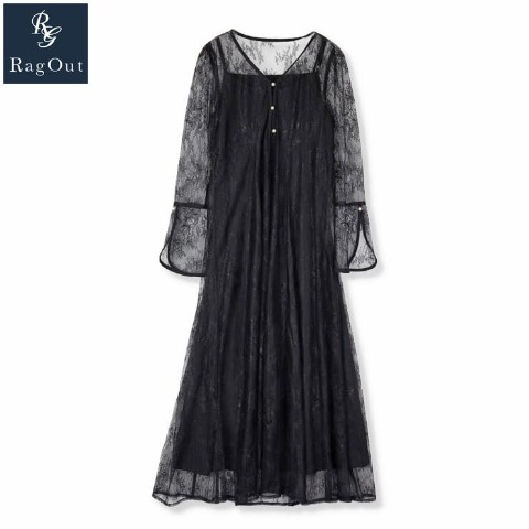 レディース　シアーワンピース+キャミドレスセット（RagOut）