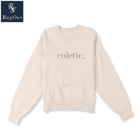 レディース　刺しゅうロゴ使いニットプルオーバー（RagOut）