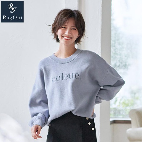 レディース　刺しゅうロゴ使いニットプルオーバー（RagOut）