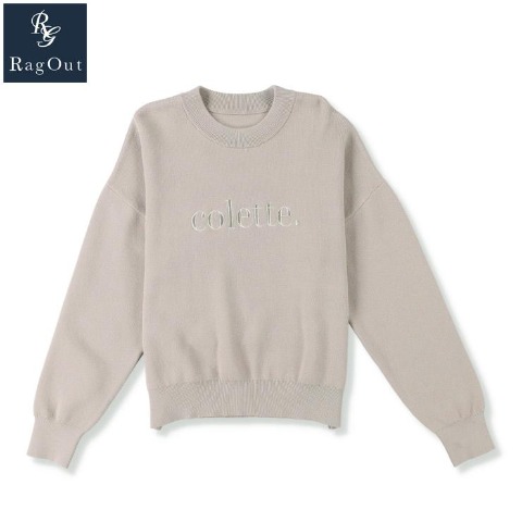 レディース　刺しゅうロゴ使いニットプルオーバー（RagOut）