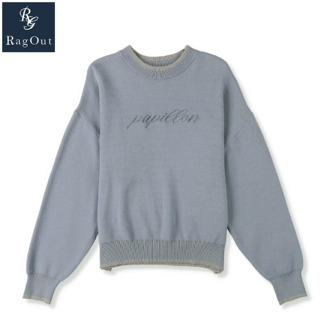 レディース　刺しゅうロゴ使いニットプルオーバー（RagOut）