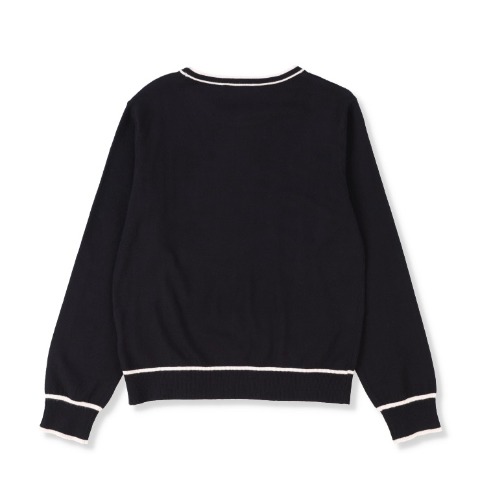 レディース【M～LL】　クルーネック配色ニットプルオーバー（RagOut）