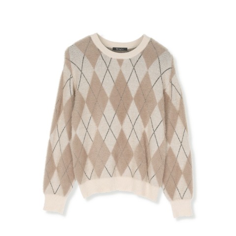 レディース　アーガイル柄シャギーニットプルオーバー（RagOut）