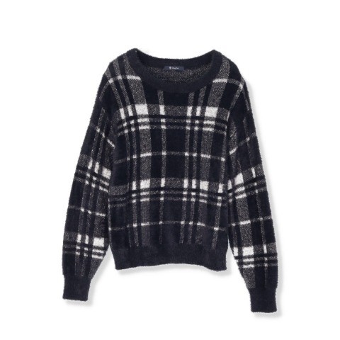 レディース　チェック柄シャギーニットプルオーバー（RagOut）