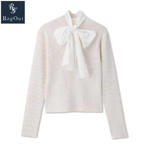 レディース　リボン使いニットプルオーバー（RagOut）