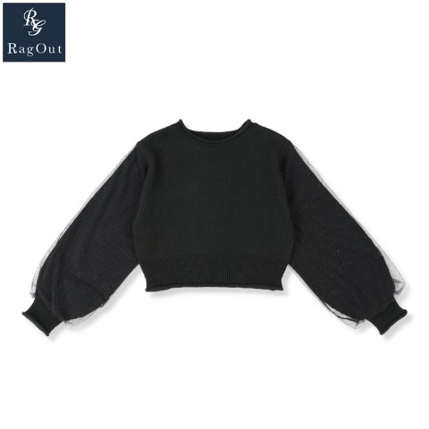 レディース　袖チュール切替ニットプルオーバー（RagOut）