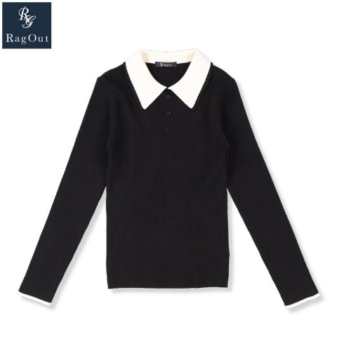 レディース　ダブル襟付ニットプルオーバー（RagOut）