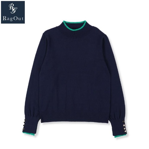 レディース　配色使いニットプルオーバー（RagOut）