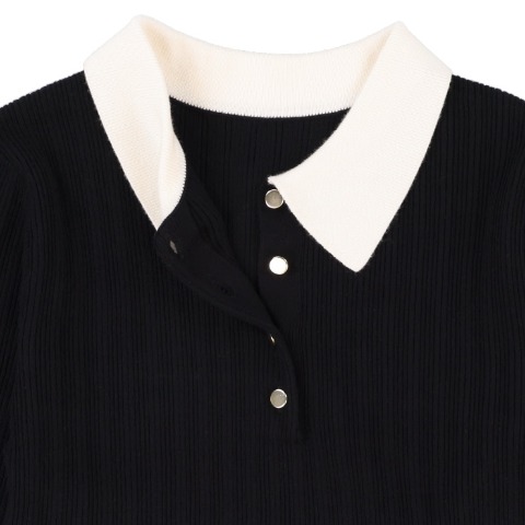 レディース　襟付ペプラムニットプルオーバー（RagOut）