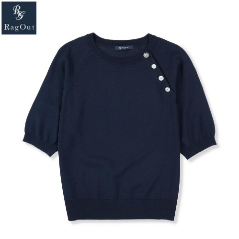 レディース　肩ボタンニットプルオーバー（RagOut）
