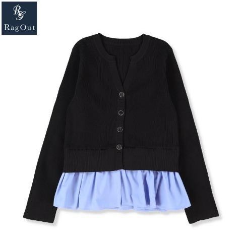 レディース　裾布帛切替ニットカーディガン（RagOut）
