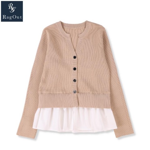 レディース　裾布帛切替ニットカーディガン（RagOut）