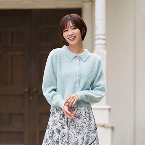 レディース　襟付ラメシャギーニットカーディガン（RagOut）