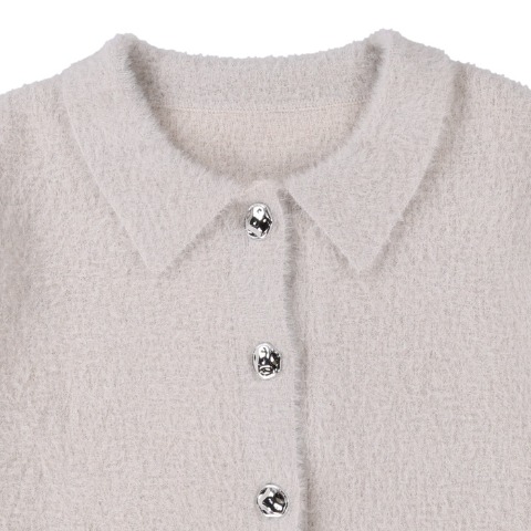 レディース　襟付ラメシャギーニットカーディガン（RagOut）