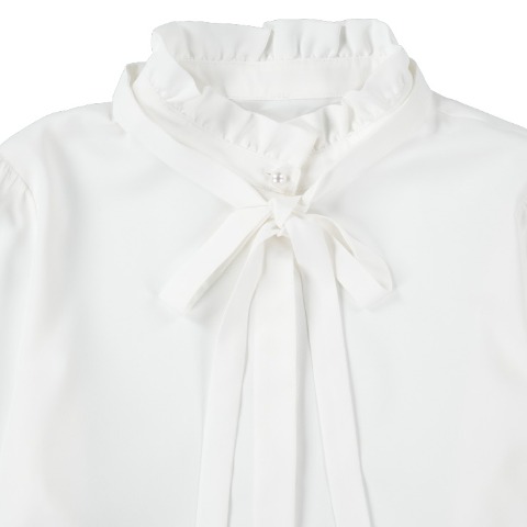 レディース　スタンドネックリボン使いブラウス（Kana×RagOut）