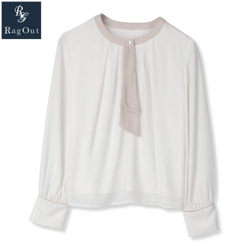 レディース　マルチファンクション配色タイブラウス（RagOut）