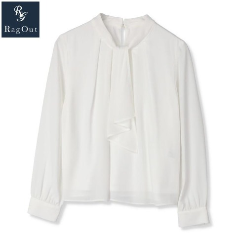 レディース【M～LL】　マルチファンクション配色ボウタイブラウス（RagOut）