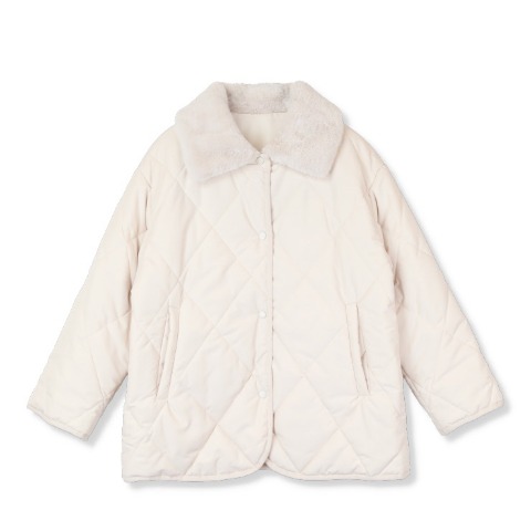 レディース　襟ファー切替キルトジャケット（RagOut）