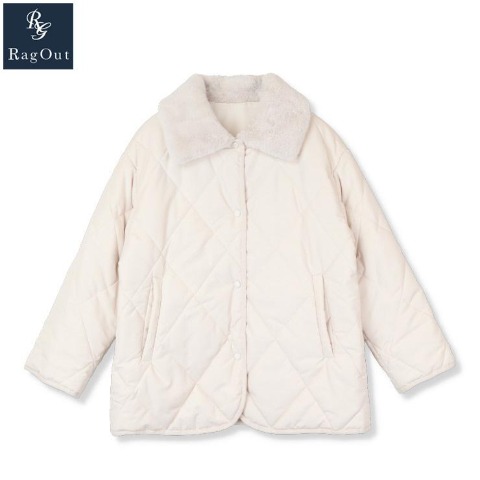 レディース　襟ファー切替キルトジャケット（RagOut）