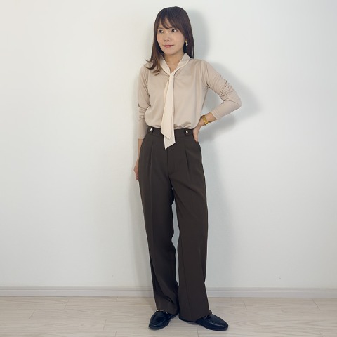 レディース【低身長】　タック使いストレートパンツ（NANA×RagOut）