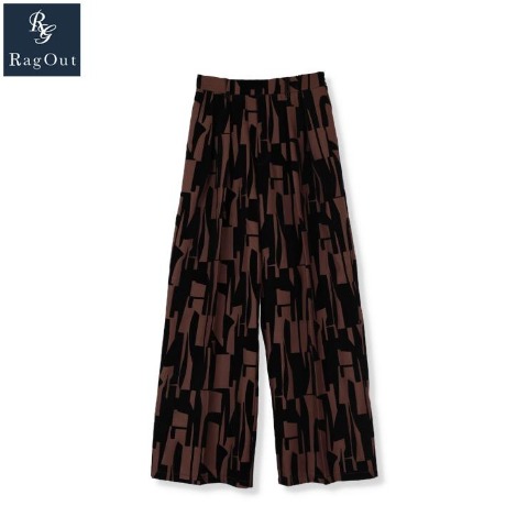 レディース　幾何学柄ワイドパンツ（RagOut） ダークブラウン 115
