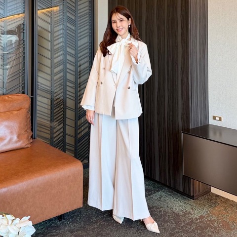 レディース　細見え美人ベルト付ワイドパンツ（Yukika×RagOut）