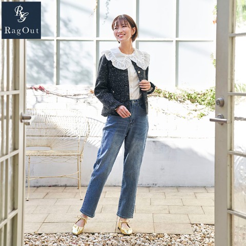 レディース　デニムテーパードパンツ（RagOut）