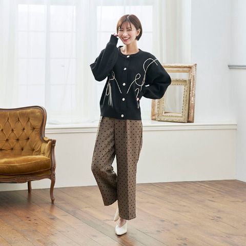 レディース　ドットワイドパンツ（RagOut）