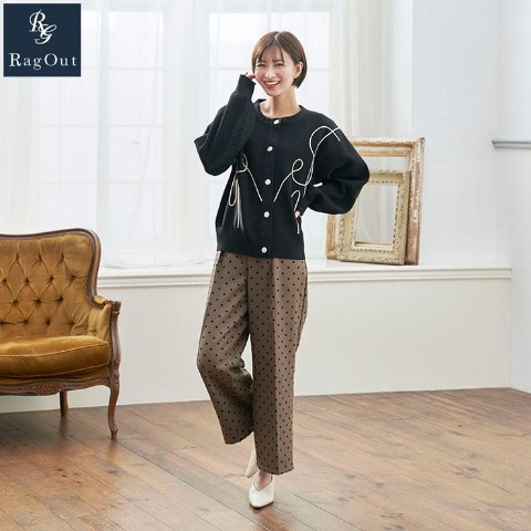 レディース　ドットワイドパンツ（RagOut）