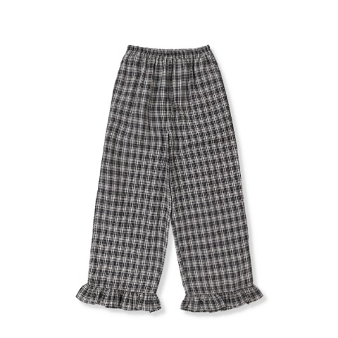 レディース　裾フリルチェック柄パンツ（mirror bae.）