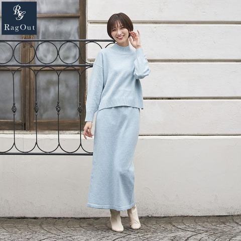 レディース　ニットプルオーバー+スカートセット（RagOut）