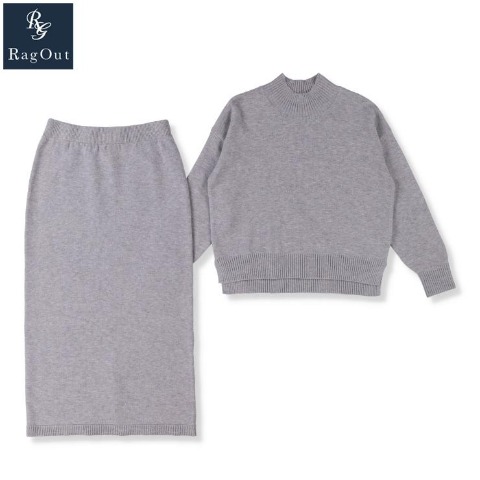 レディース　ニットプルオーバー+スカートセット（RagOut）
